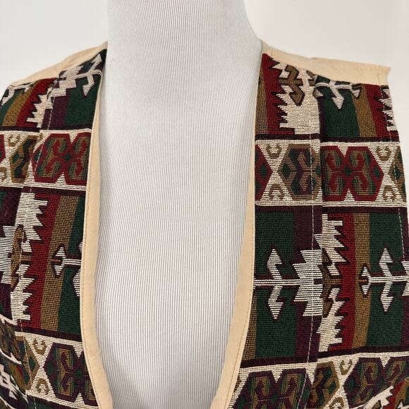 New Frontier Vintage Multicolor Southwestern Vest Size X-Large - Picture 2 of 9